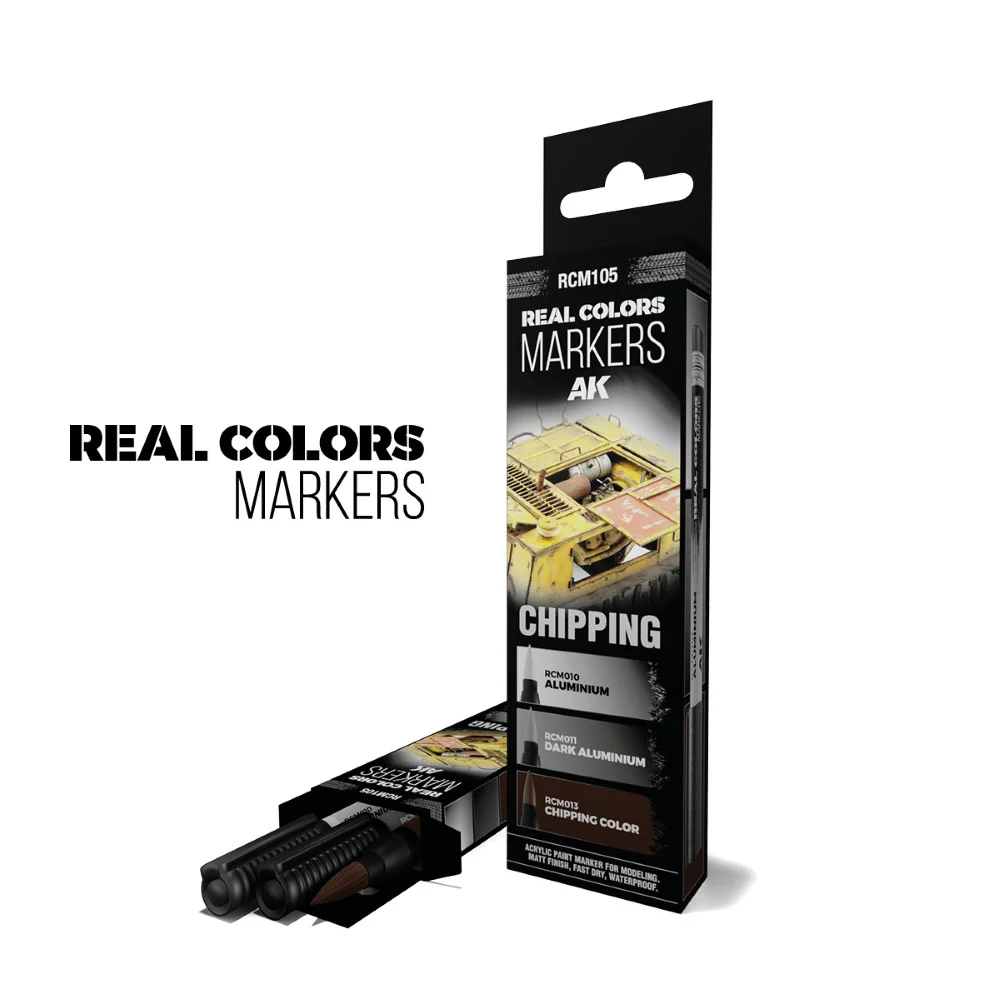 AK Interactive - RC Markers - Chipping - Set 3 Real Colors Markers