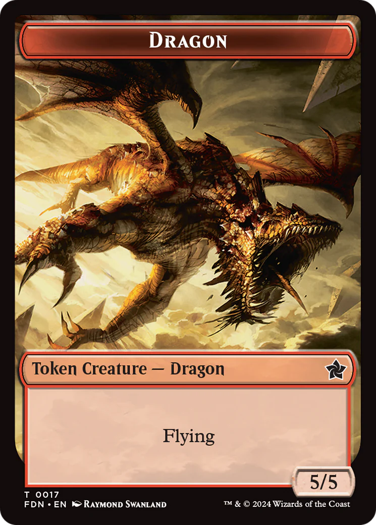 Cat Beast // Dragon (0017) Double-Sided Token [Foundations Tokens] - Image 2