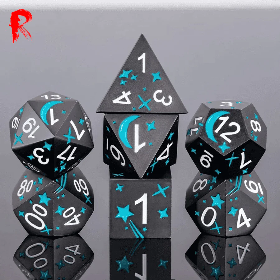 Constellations in Teal - Teal Stars and Black Metal - Ronin Dice - HDFD-100