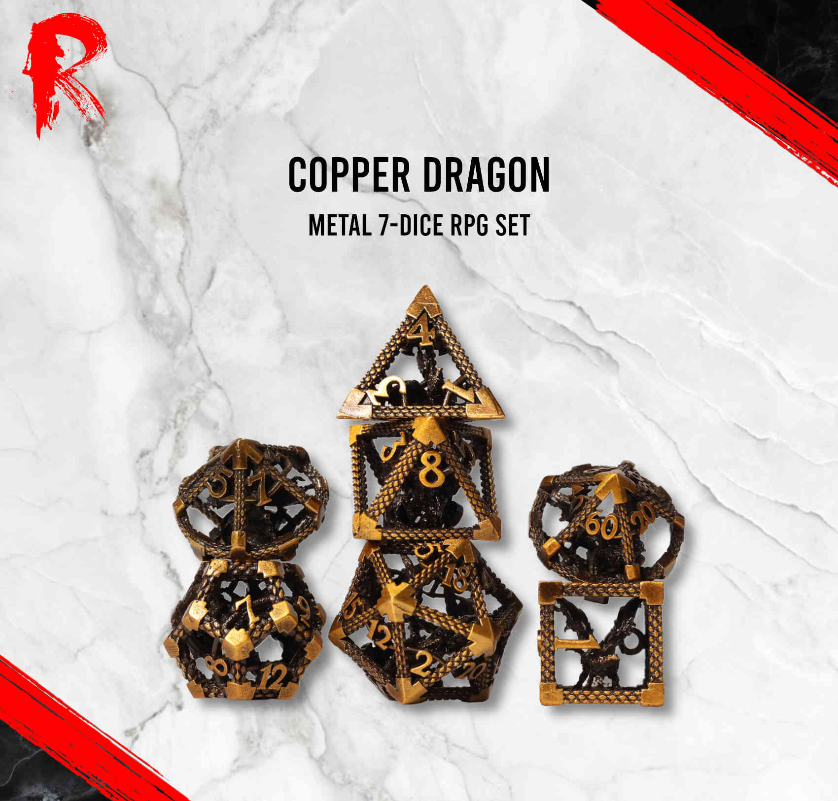 Copper Dragon Dice - Metal 7-Dice RPG Set - Ronin Dice