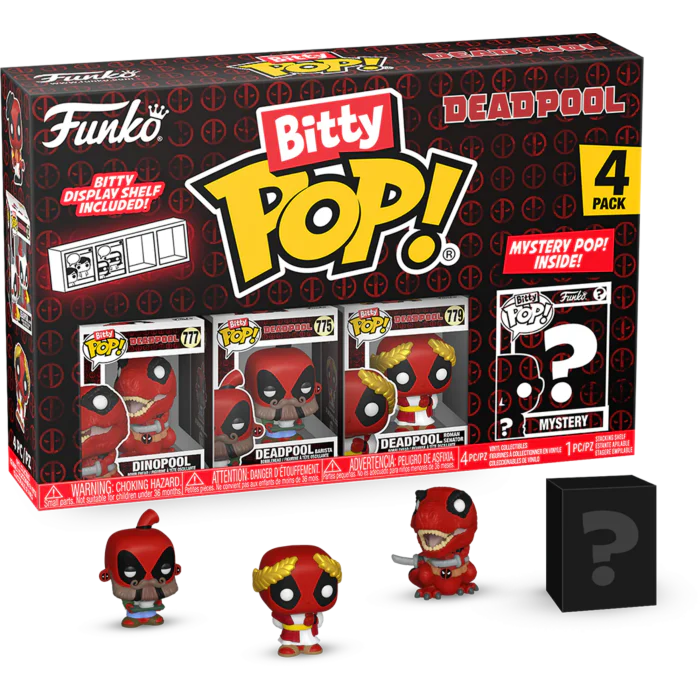 Deadpool - Dinopool, Deadpool (Barista), Deadpool (Roman Senator) & Mystery Bitty Pop! Vinyl Figure 4-Pack