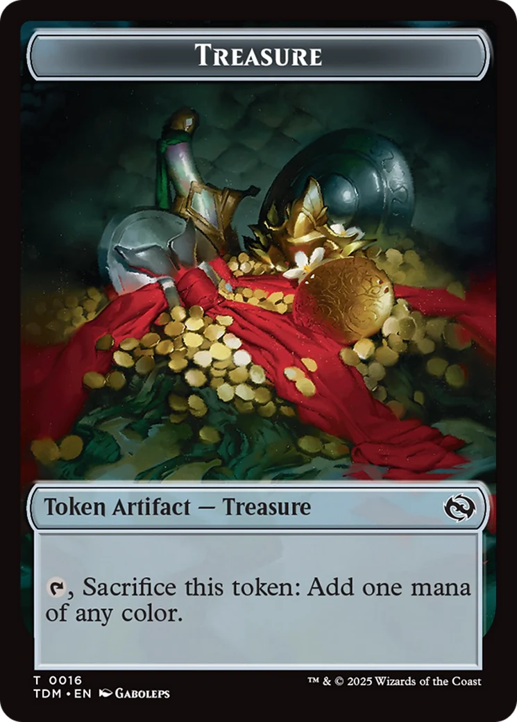 Dragon (0014) // Treasure Double-Sided Token [Tarkir: Dragonstorm Commander Tokens] - Image 2