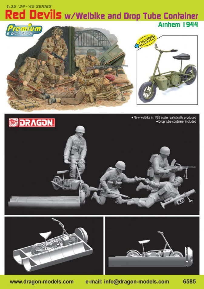 Dragon 1/35 Red Devils w/Welbike (Premium) Plastic Model Kit