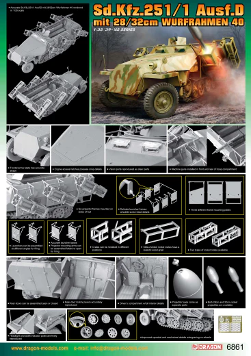 Dragon 1/35 Sd.Kfz.251/1 Ausf.D mit 28/32cm Wurfrahmen 40 Plastic Model Kit