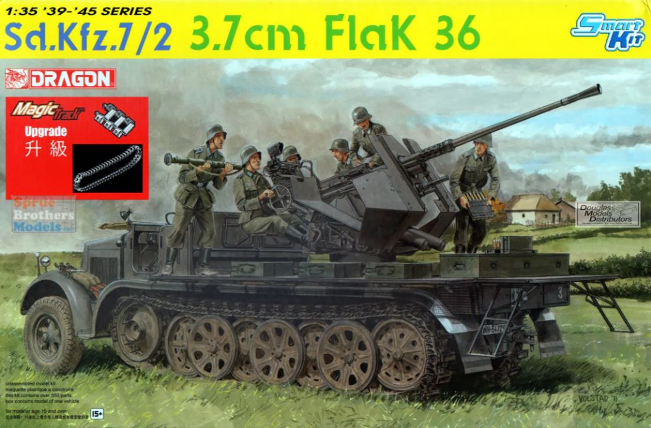 Dragon 1/35 Sd.Kfz.7/2 3.7cm FlaK 36 Plastic Model Kit
