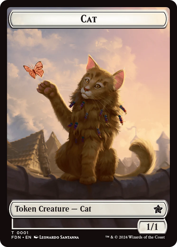 Elf Warrior // Cat (001) Doubled-Sided Token [Foundations Tokens] - Image 2