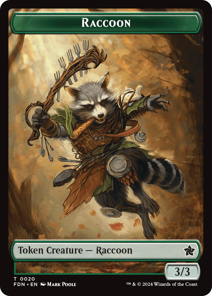Elf Warrior // Raccoon Doubled-Sided Token [Foundations Tokens] - Image 2