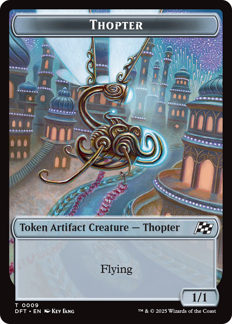 Golem (0015) // Thopter (0009) Double-Sided Token [Aetherdrift Commander Tokens] - Image 2