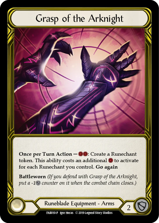 Grasp of the Arknight [FAB010-P] (Promo)  1st Edition Cold Foil - Golden
