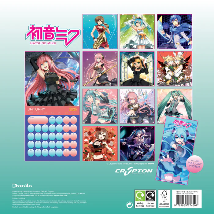 Hatsune Miku - 2026 Square Wall Calendar - Image 2