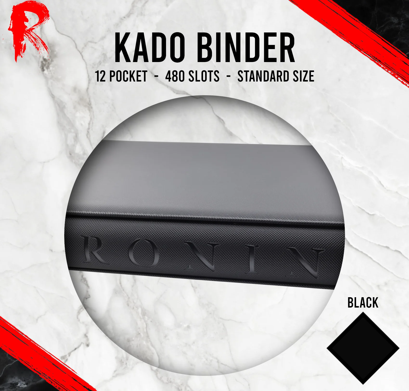 Kādo Binder - 12 Pocket Standard Zip Binder - Black - Image 3