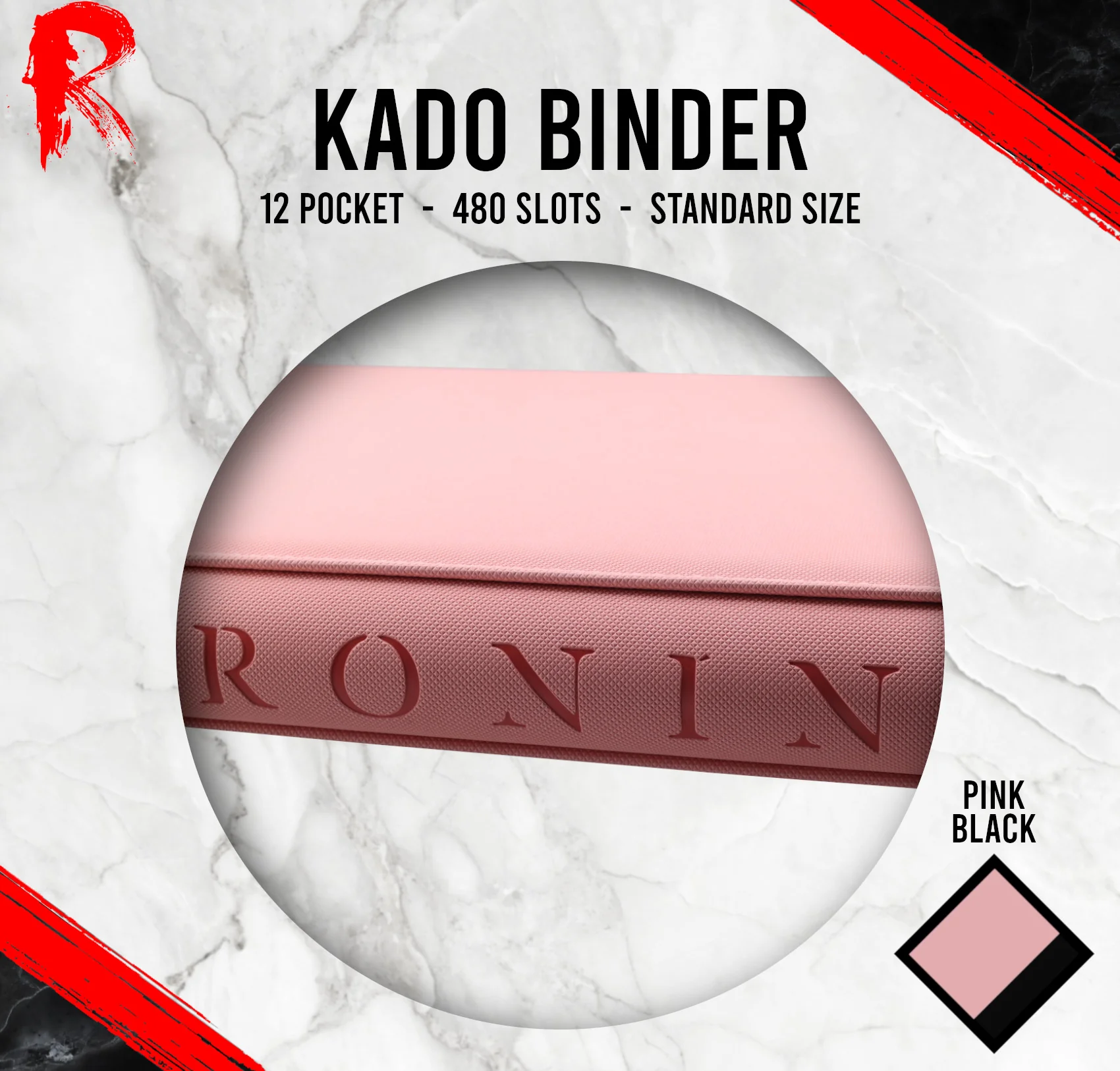 Kādo Binder - 12 Pocket Standard Zip Binder - Pink - Image 3