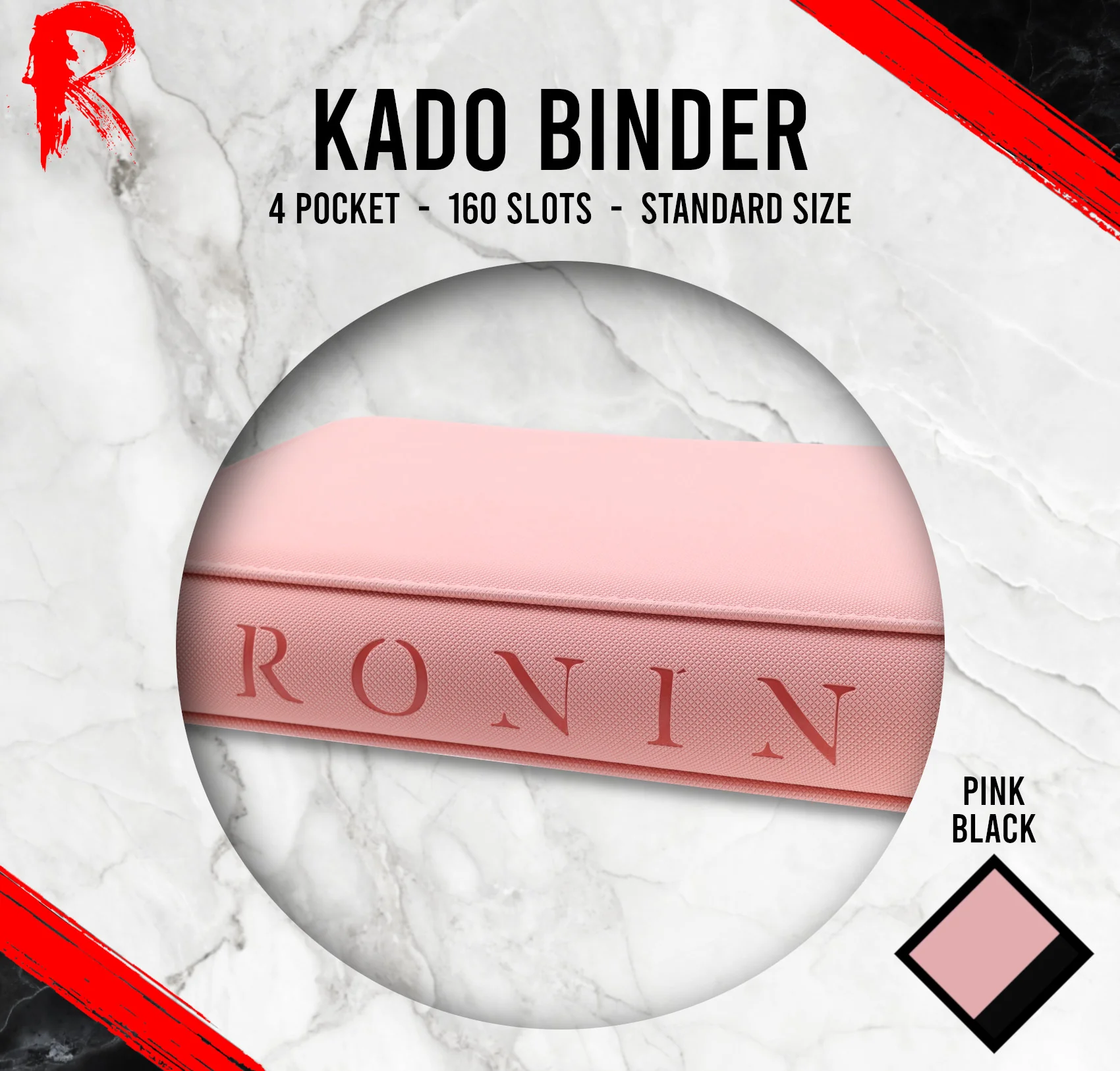 Kādo Binder - 4 Pocket Standard Zip Binder - Pink - Image 3