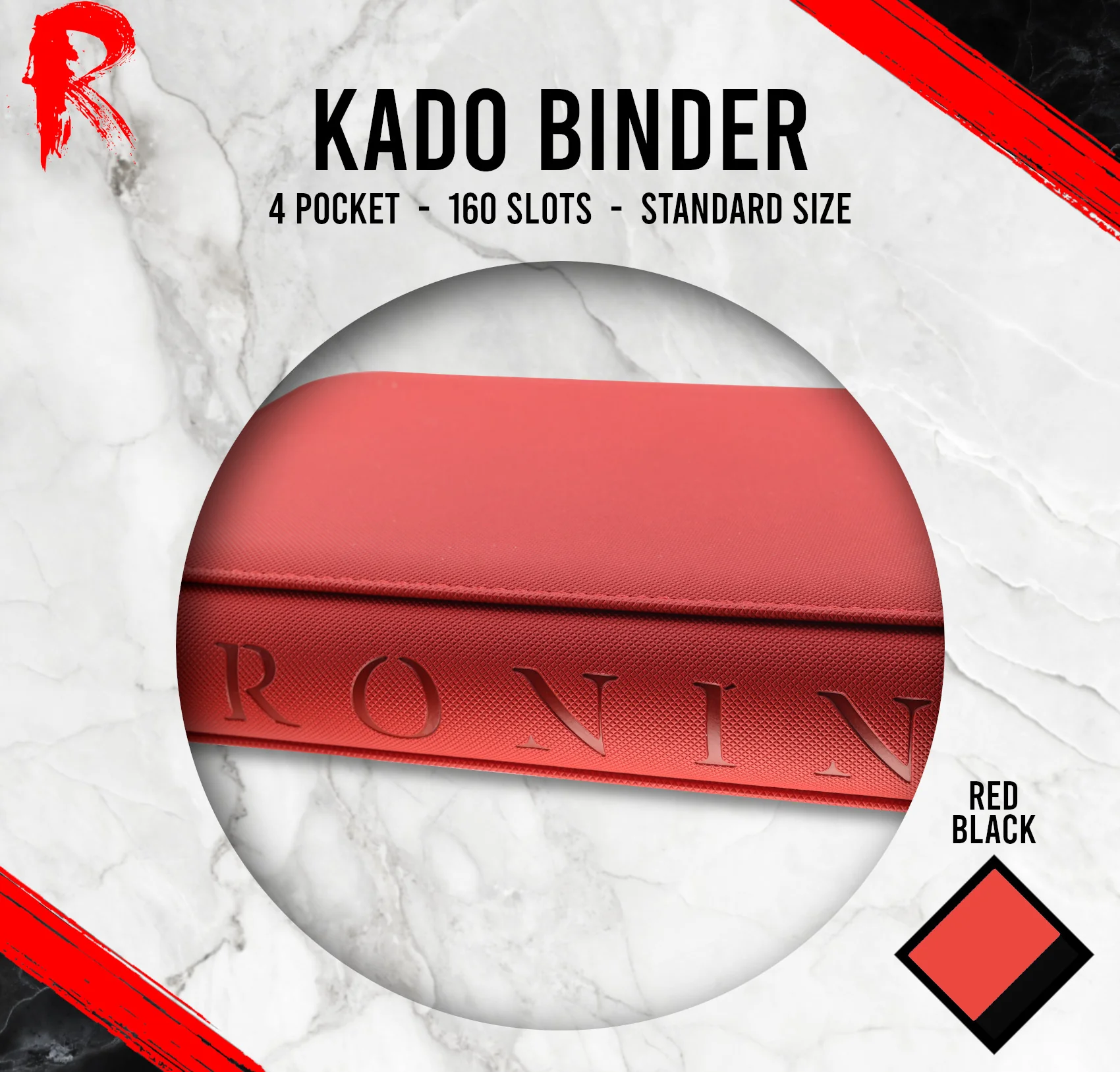 Kādo Binder - 4 Pocket Standard Zip Binder - Red - Image 3