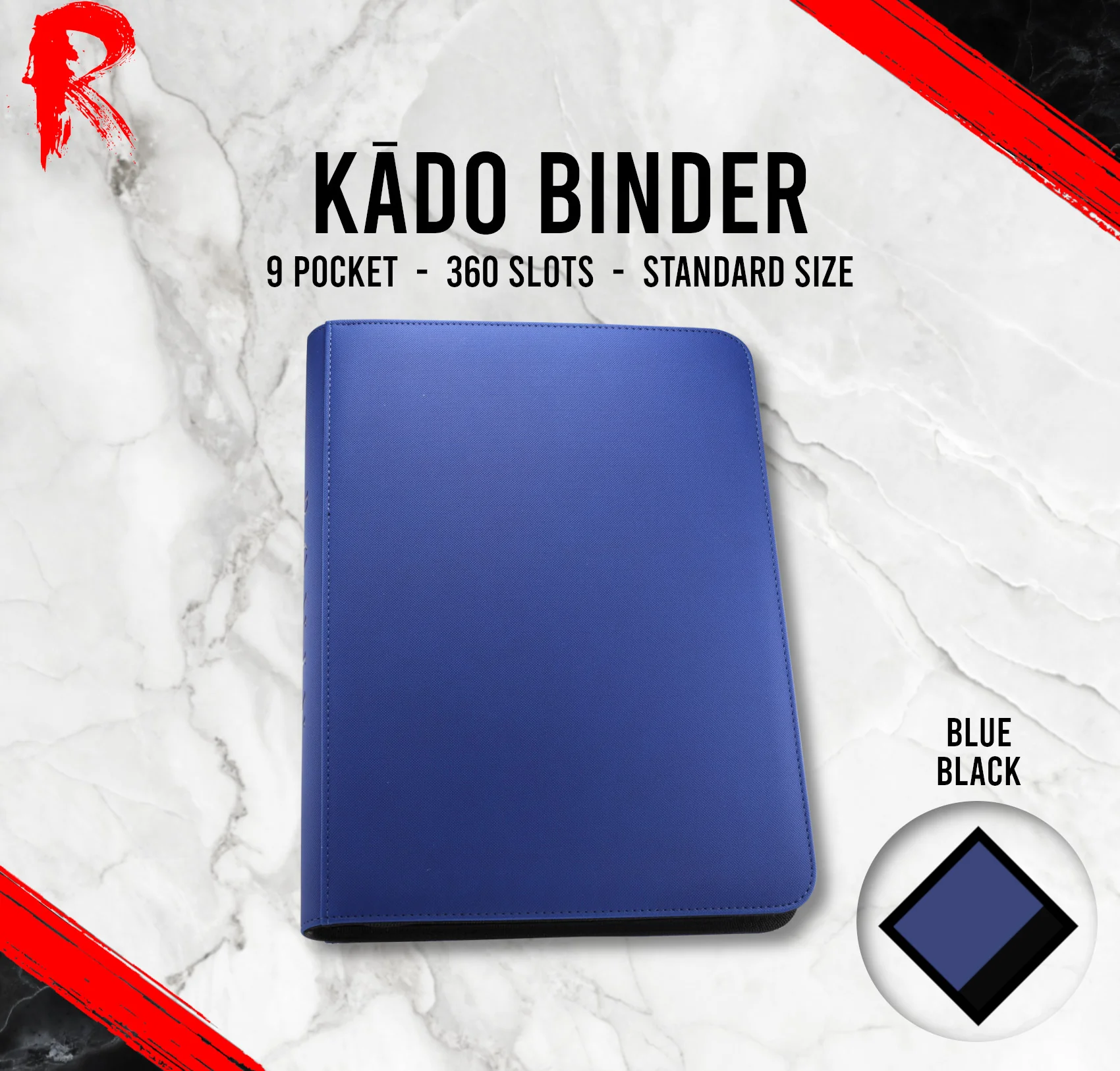 Kādo Binder - 9 Pocket Standard Zip Binder - Blue