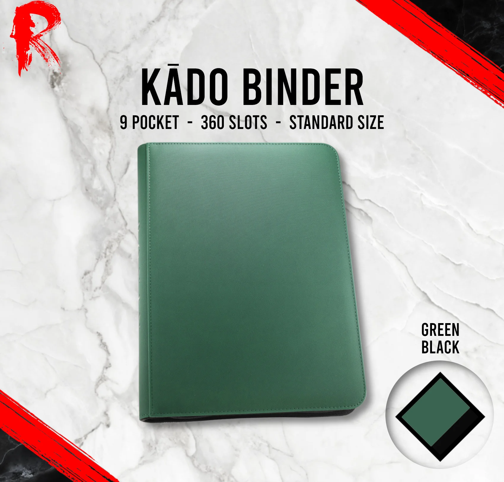 Kādo Binder - 9 Pocket Standard Zip Binder - Green