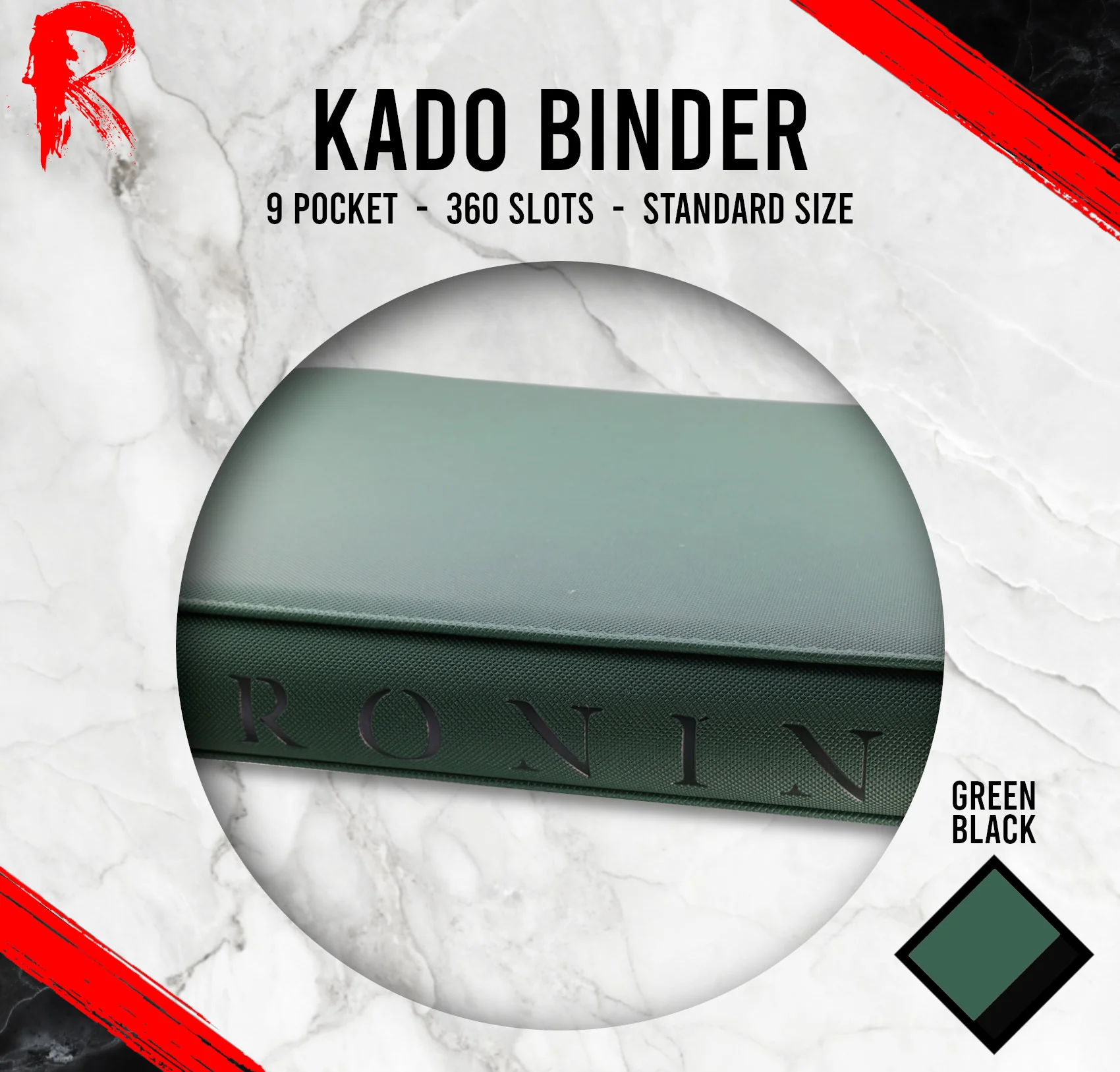 Kādo Binder - 9 Pocket Standard Zip Binder - Green - Image 3