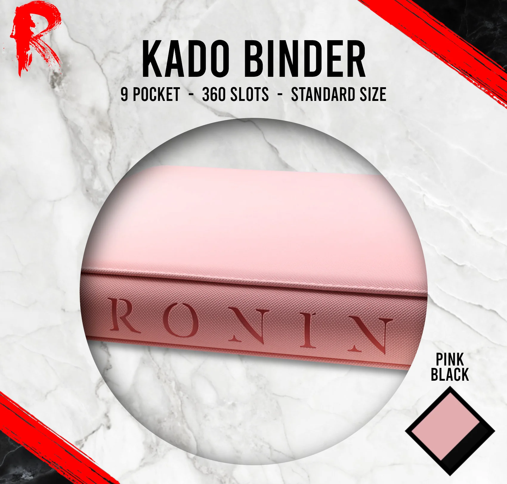 Kādo Binder - 9 Pocket Standard Zip Binder - Pink - Image 3