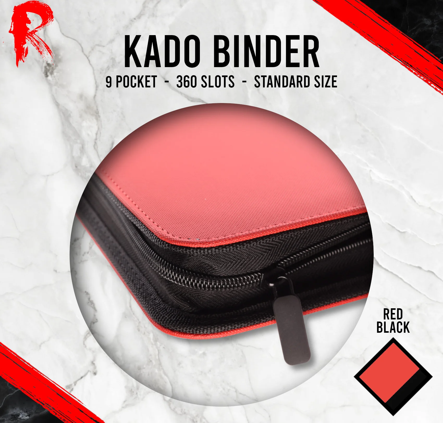 Kādo Binder - 9 Pocket Standard Zip Binder - Red - Image 2