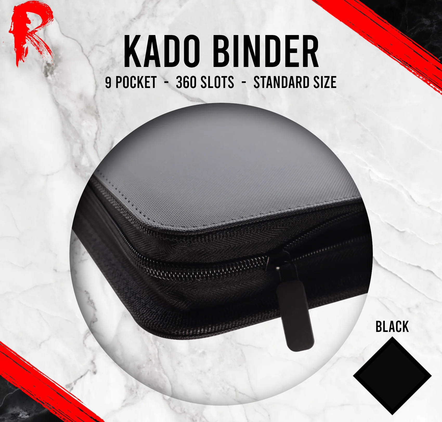 Kādo Binder - 9 Pocket Standard Zip Binder - Black - Image 2