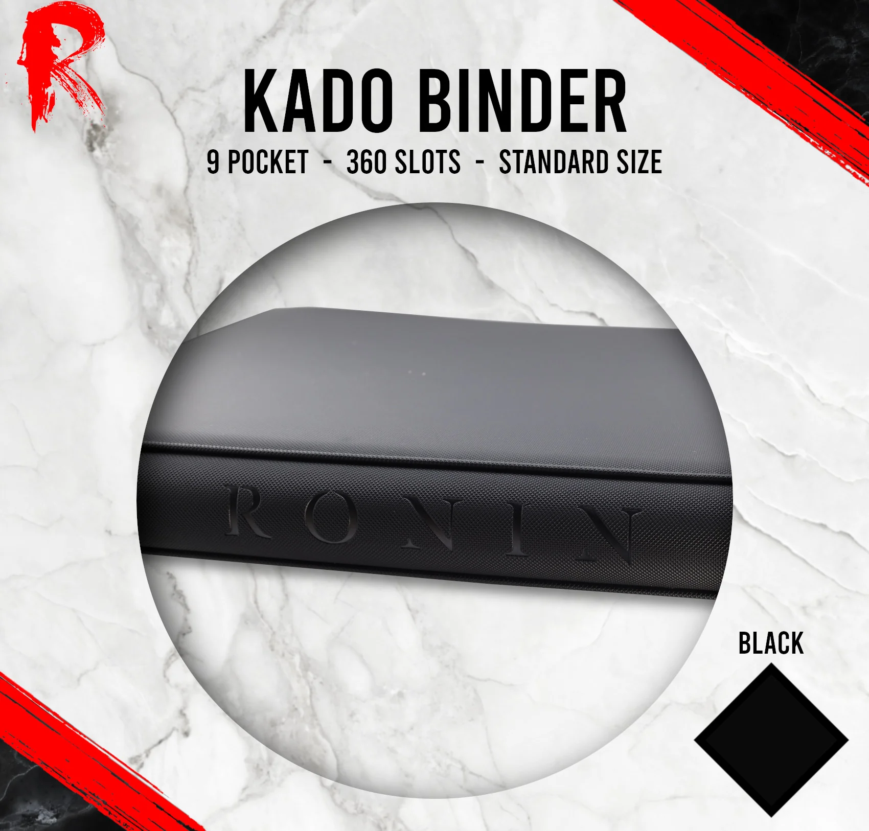 Kādo Binder - 9 Pocket Standard Zip Binder - Black - Image 3