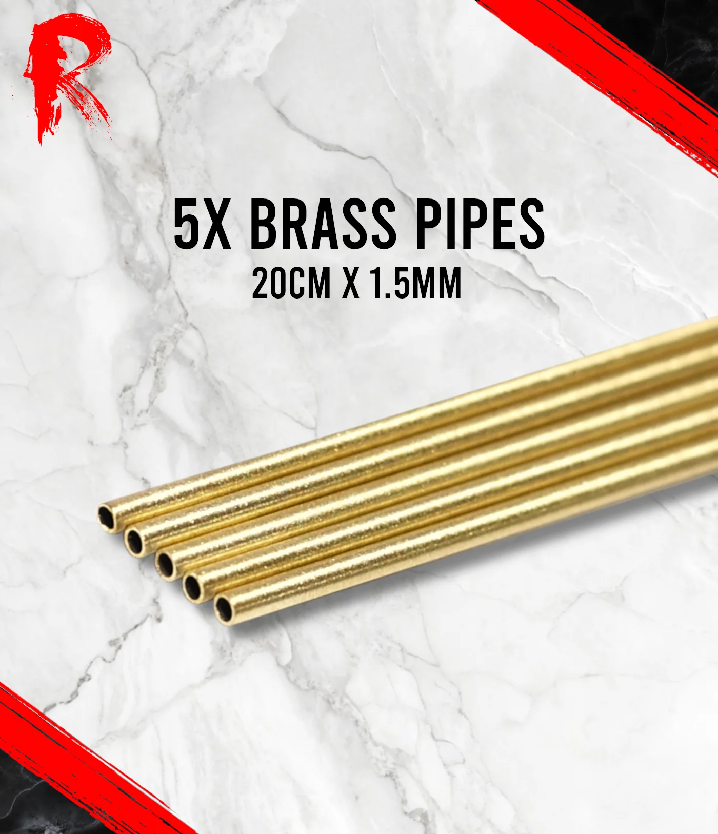 Ronin Games - Brass Pipes 5x - 20cm x 1.5mm