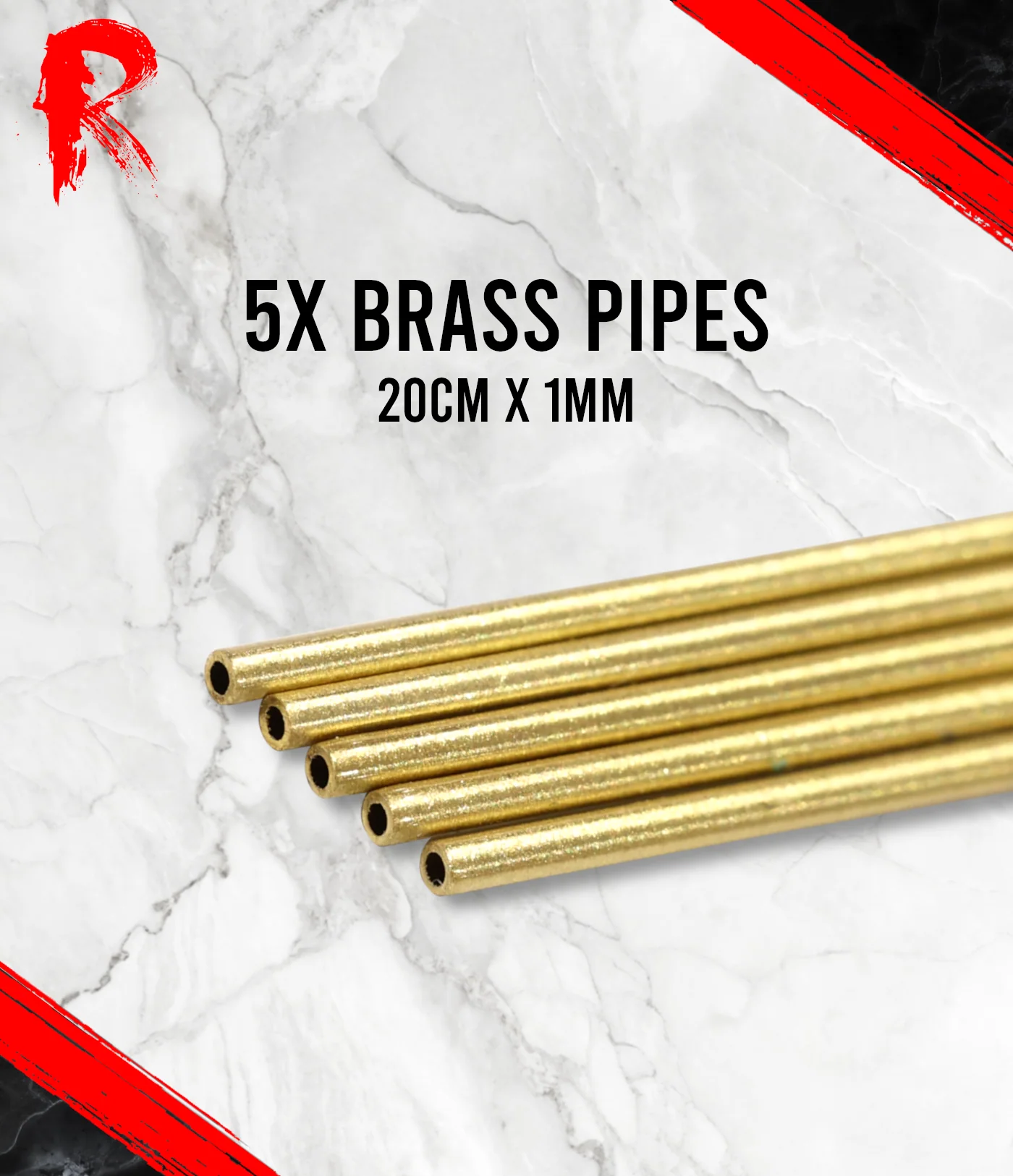 Ronin Games - Brass Pipes 5x - 20cm x 1mm