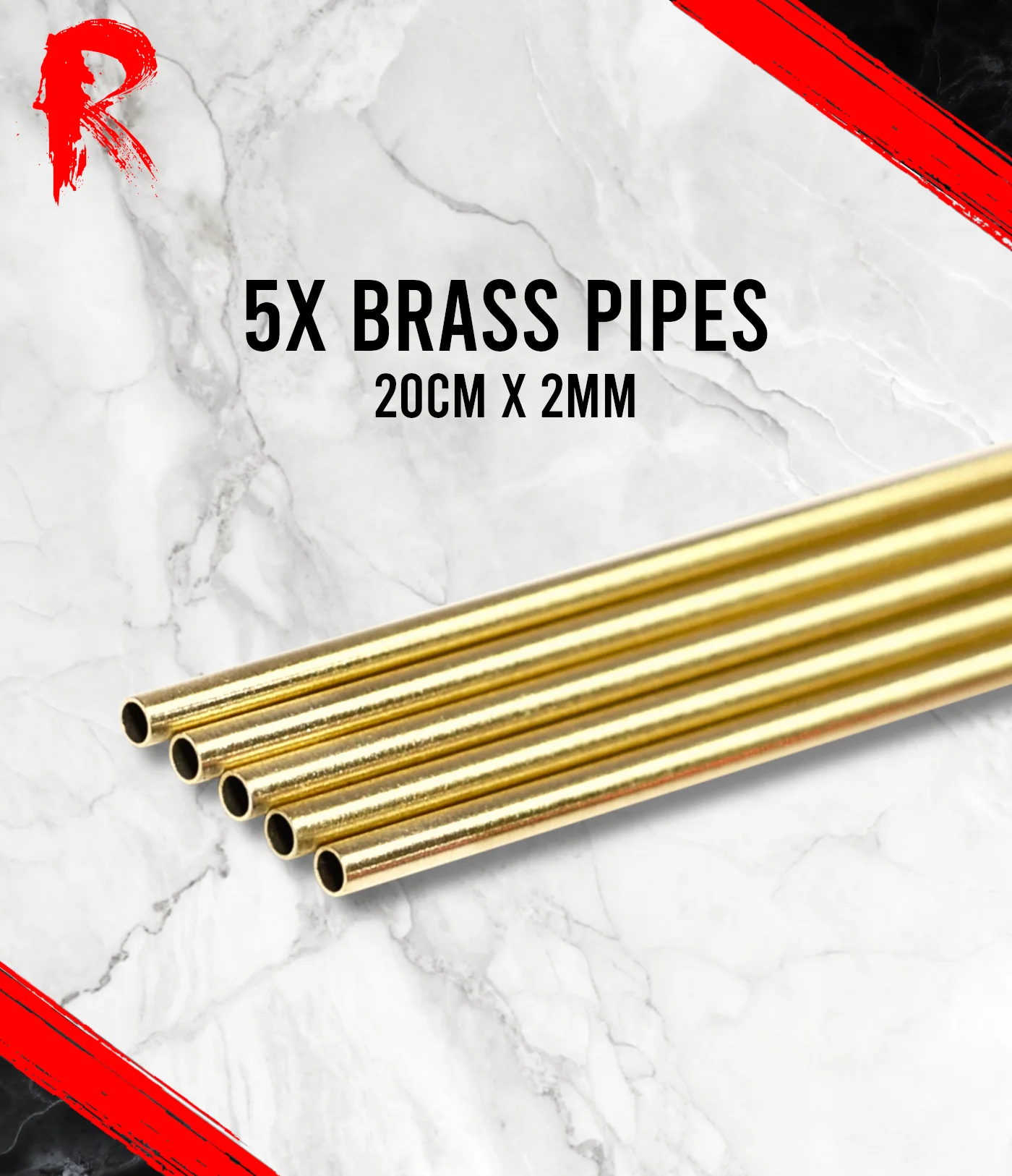 Ronin Games - Brass Pipes 5x - 20cm x 2mm