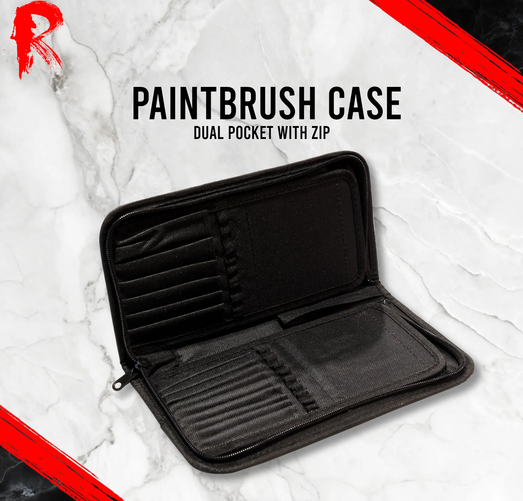 Ronin Games Products - Paintbrush Case - Dual Pocket with Zip - Image 4