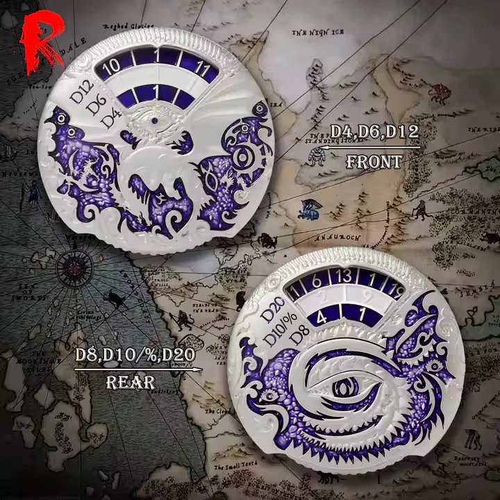Roulette Spinner Dice - Purple and Silver - Ronin Games Dice - Image 2