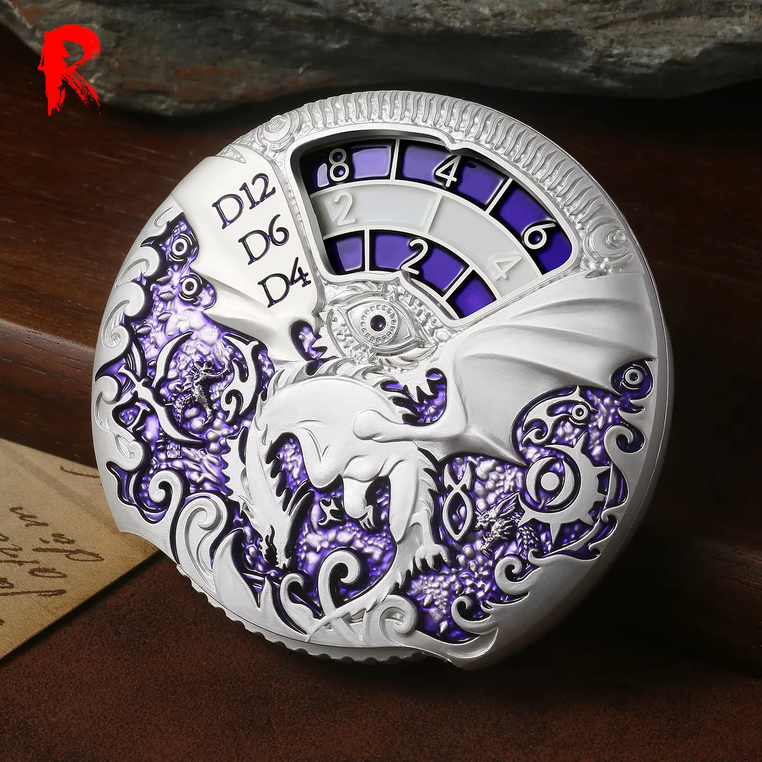 Roulette Spinner Dice - Purple and Silver - Ronin Games Dice - Image 3