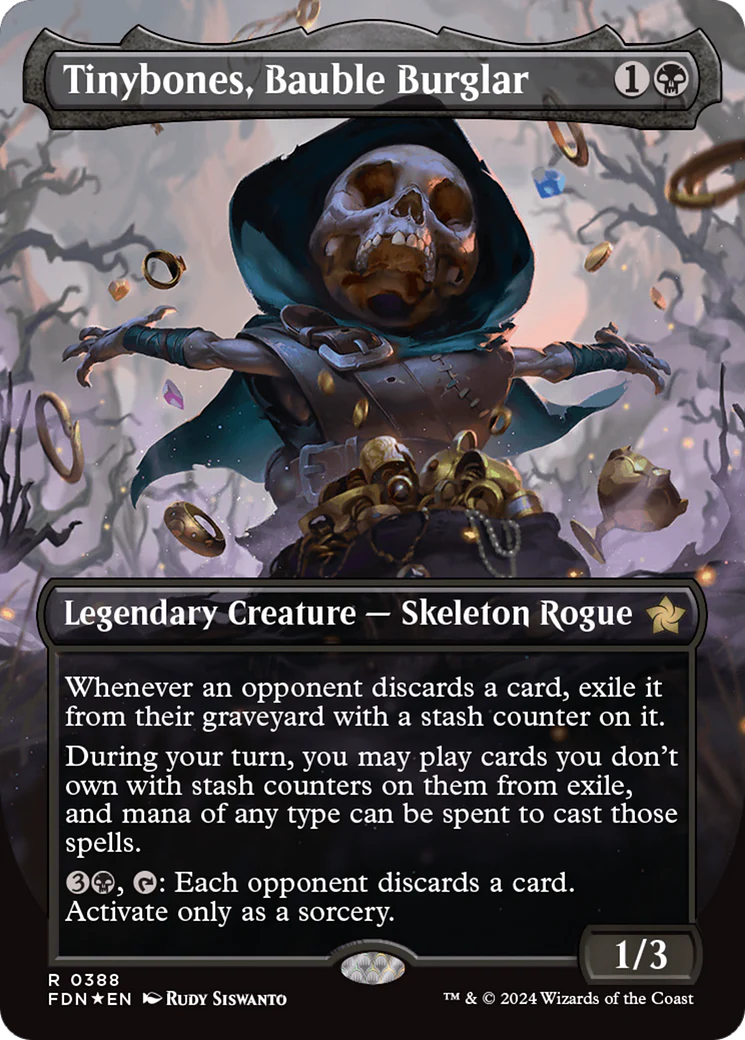 Tinybones, Bauble Burglar (Borderless) (Mana Foil) [Foundations]