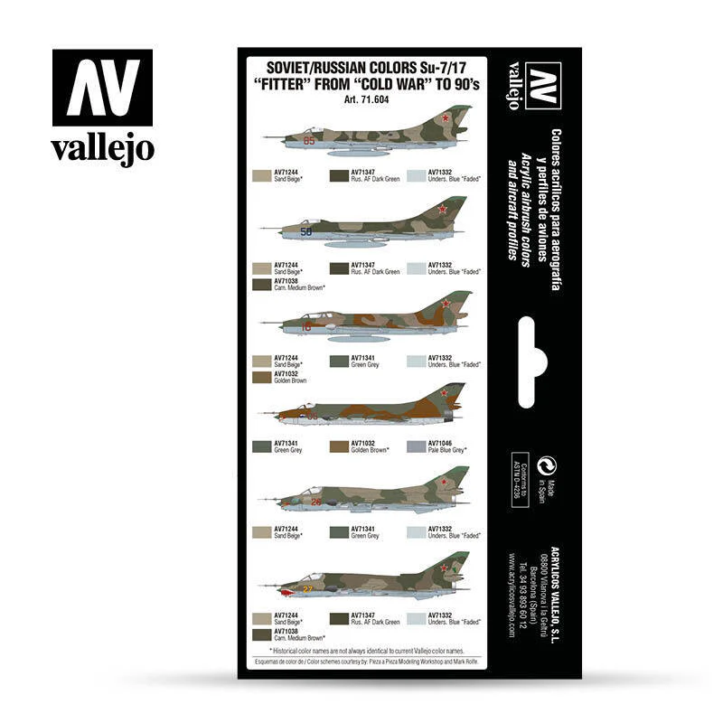 Vallejo Model Air Soviet / Russian Su-7/17 "Fitter", "Cold War" to 80's Acrylic Paint Set - Image 2