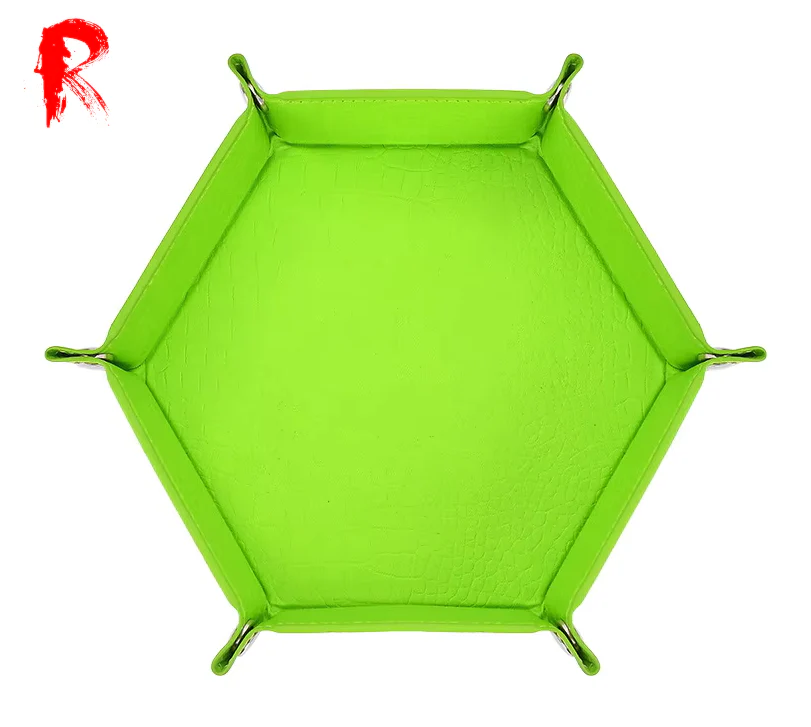 Velvet Folding Hexagonal Dice Tray - Moss Green (16cm x 16cm) - Ronin Games - RGDT-138